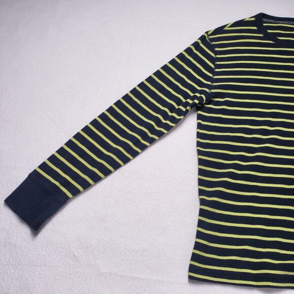 American Eagle Shirt Mens Large Blue Striped Waffle Thermal Long Sleeve Grunge - Picture 15 of 16